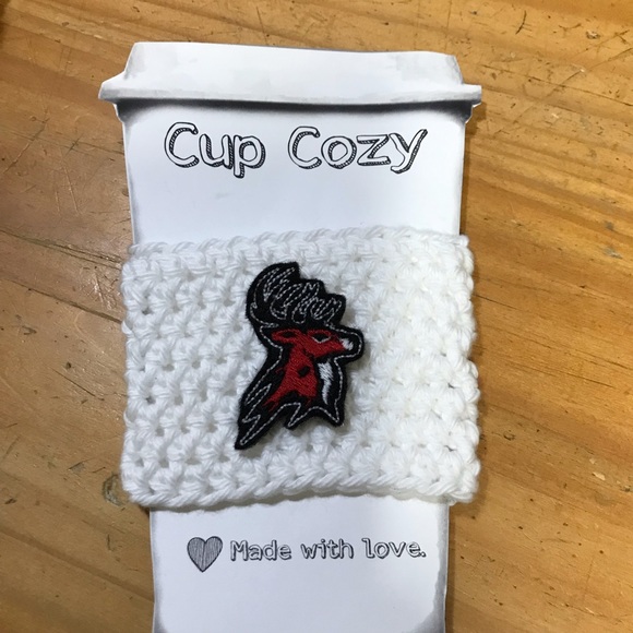Handmade Crochet Coffee Cozy. Deer Buck Hunting - Picture 1 of 1